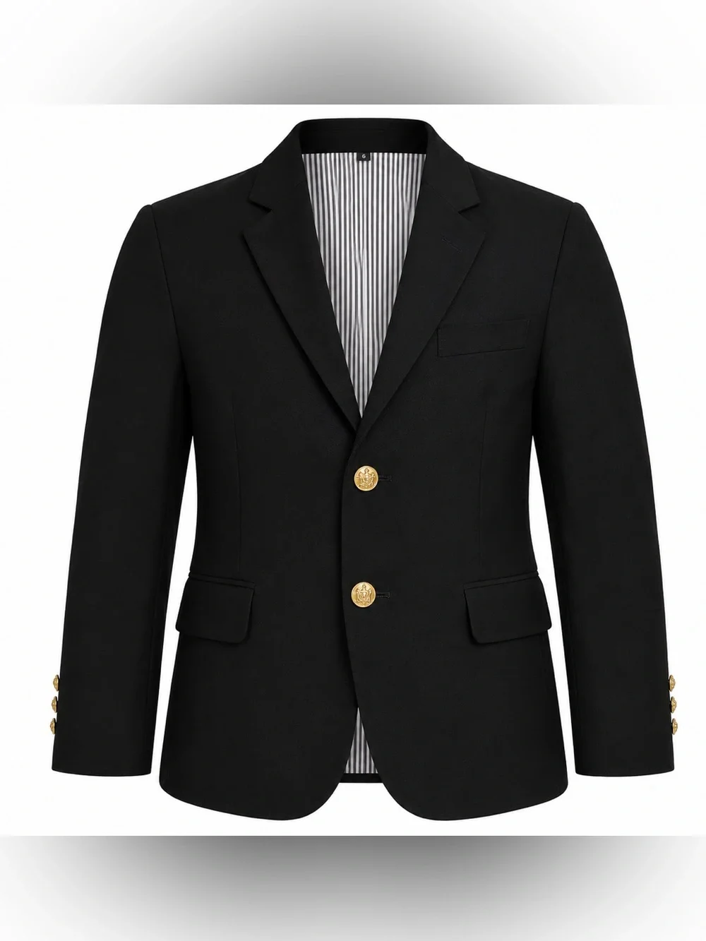 Boys Size 6 Black Formal Blazer Gold Button Dress Jacket